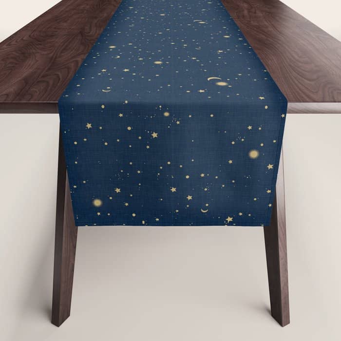 Magical Night / Galaxy In Blue And Golden Yellow Shades Table Runner