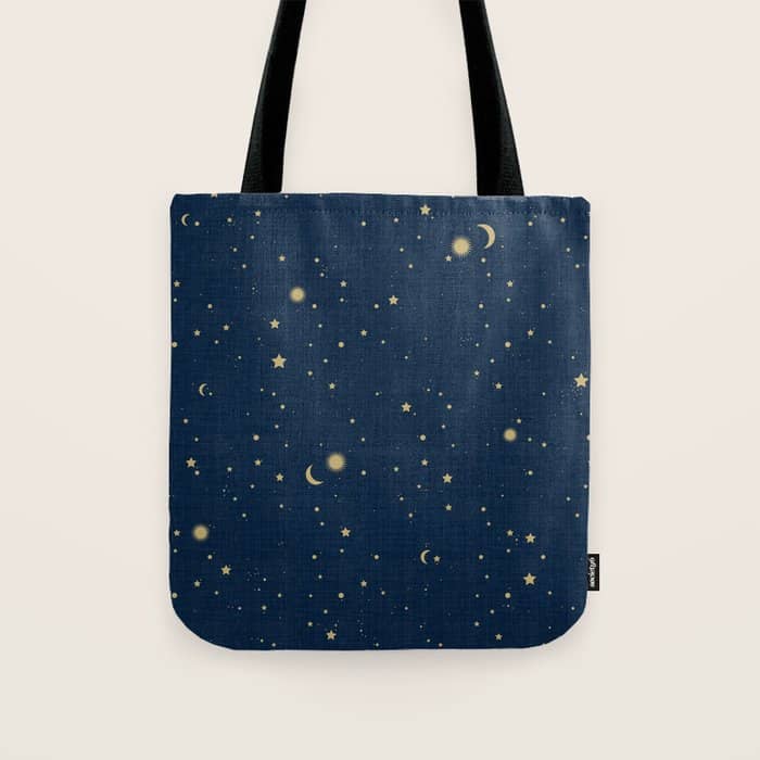 Magical Night / Galaxy In Blue And Golden Yellow Shades Tote Bag