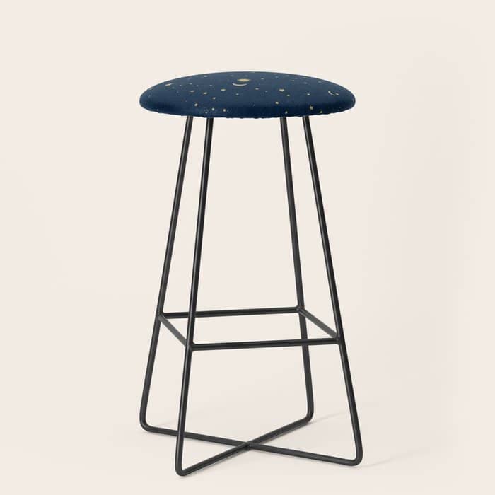 Magical Night / Galaxy In Blue And Golden Yellow Shades Stool