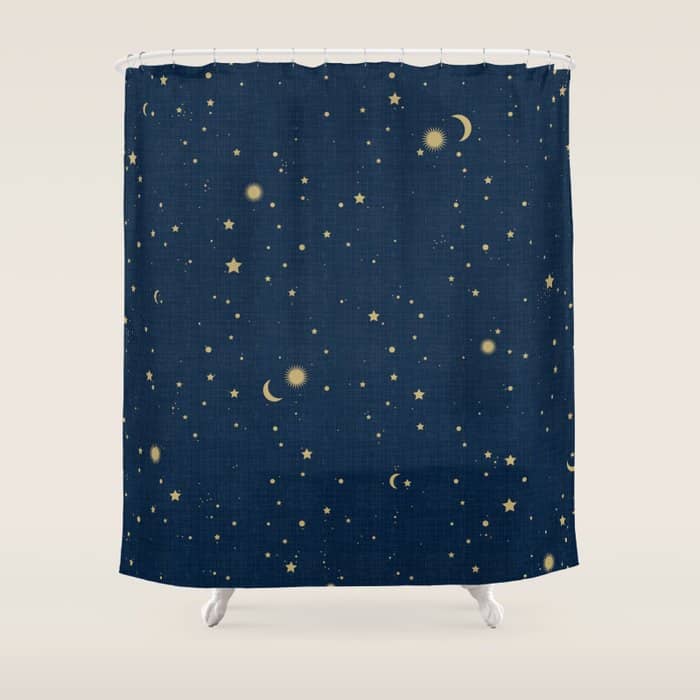 Magical Night / Galaxy In Blue And Golden Yellow Shades Shower Curtain