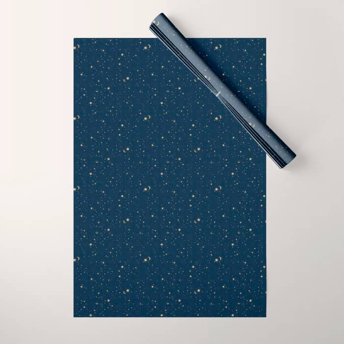 Magical Night / Galaxy In Blue And Golden Yellow Shades Wrapping Paper