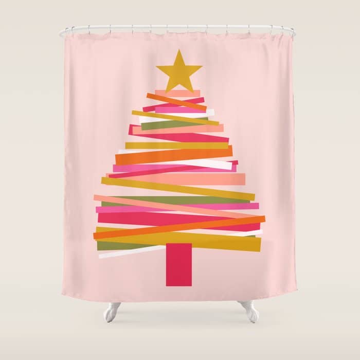 Ribbon Christmas Tree - Candy Shower Curtain