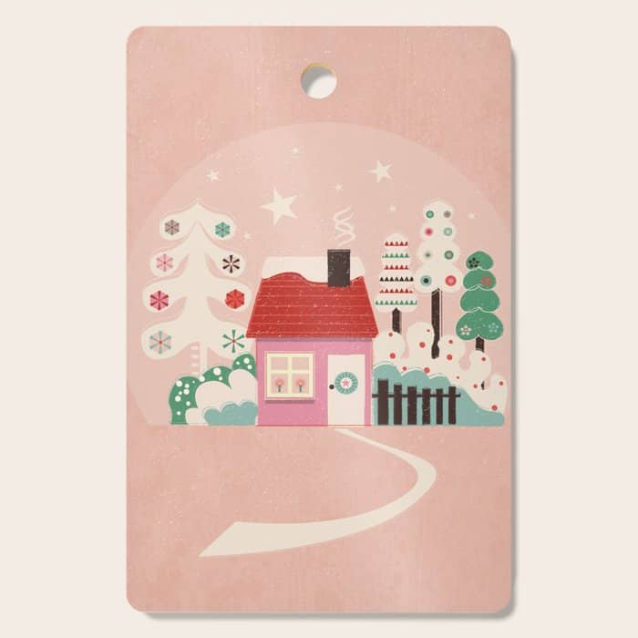Festive Winter Hut In Pink Cutting Board