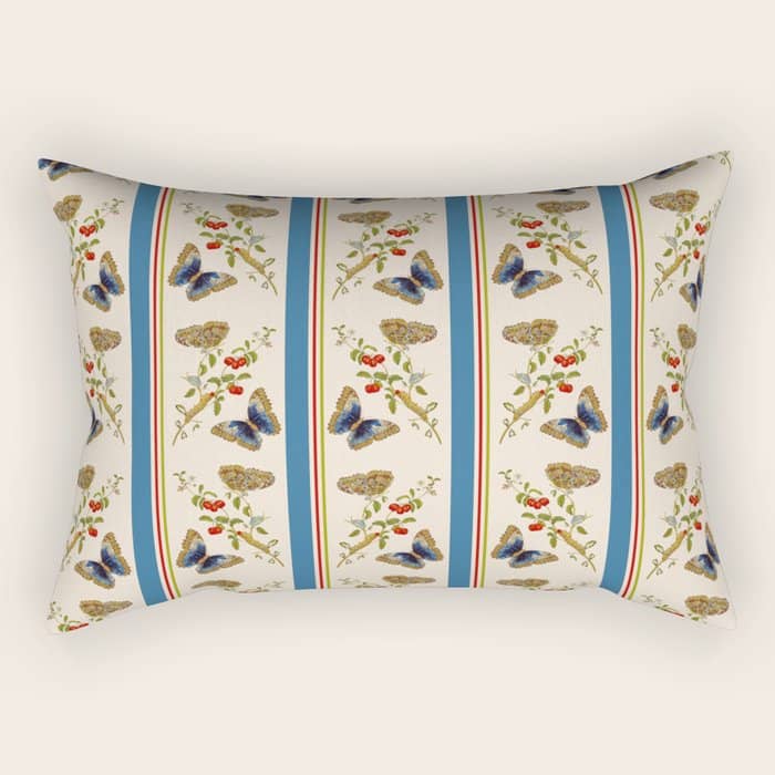 Antique Napoleonic Toile With Stripes And Butterflies Rectangular Pillow