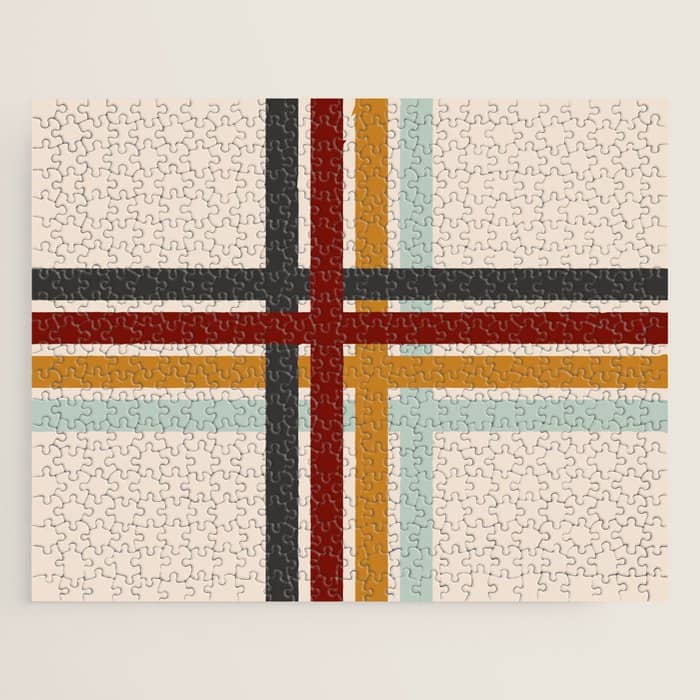 Colored Retro Cross Stripes Jigsaw Puzzle