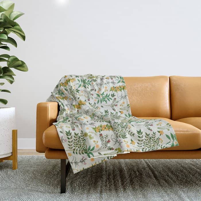 Vintage Wildflowers / Cozy Botanicals Throw Blanket