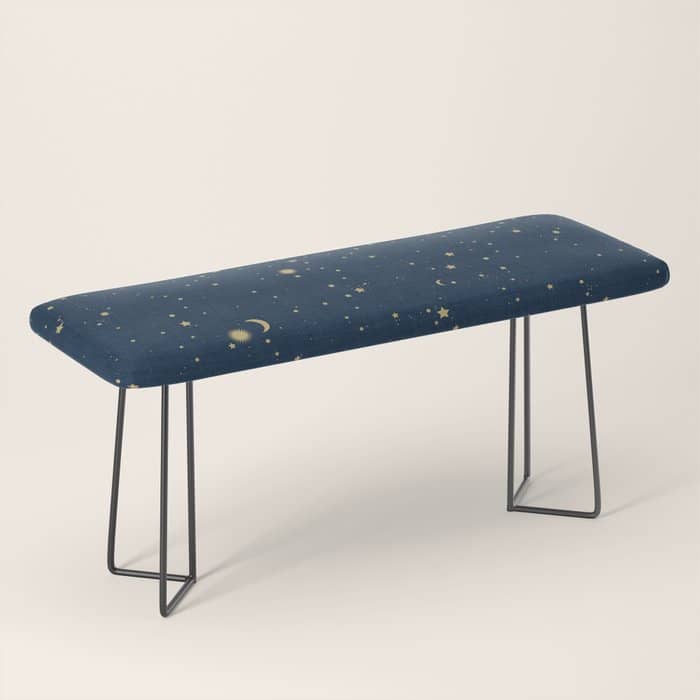 Magical Night / Galaxy In Blue And Golden Yellow Shades Bench