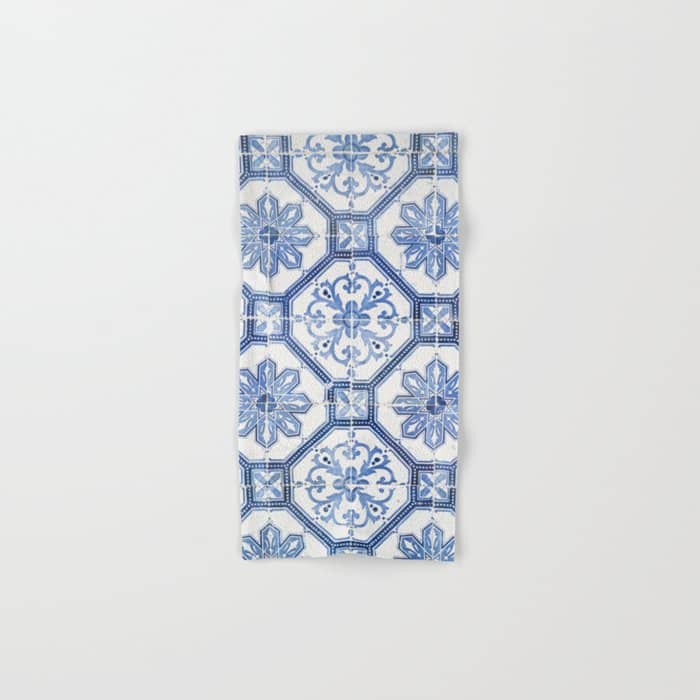 Blue Portugese Tile Pattern | Colorful Travel Photography In Portugal | Azulejos House Design Art Print Bath Towel