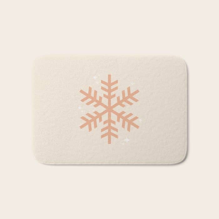 Snowflake Boho Christmas Decor Modern Earth Tones Bath Mat