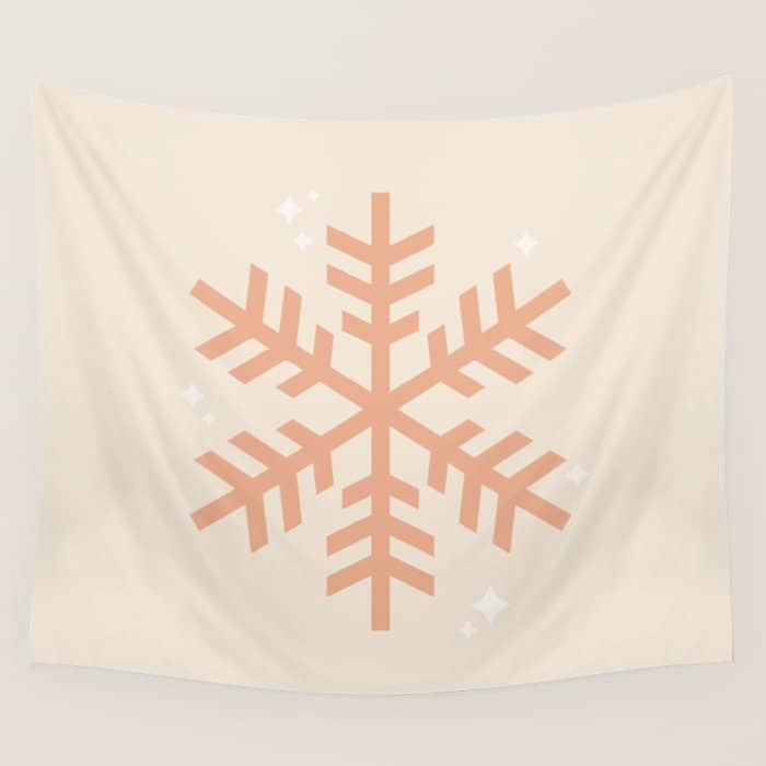 Snowflake Boho Christmas Decor Modern Earth Tones Wall Tapestry