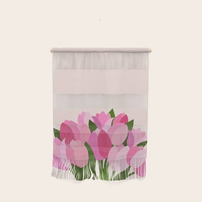 Fresh Tulips - Abstract Floral Pink Preppy Flowers Wall Hanging