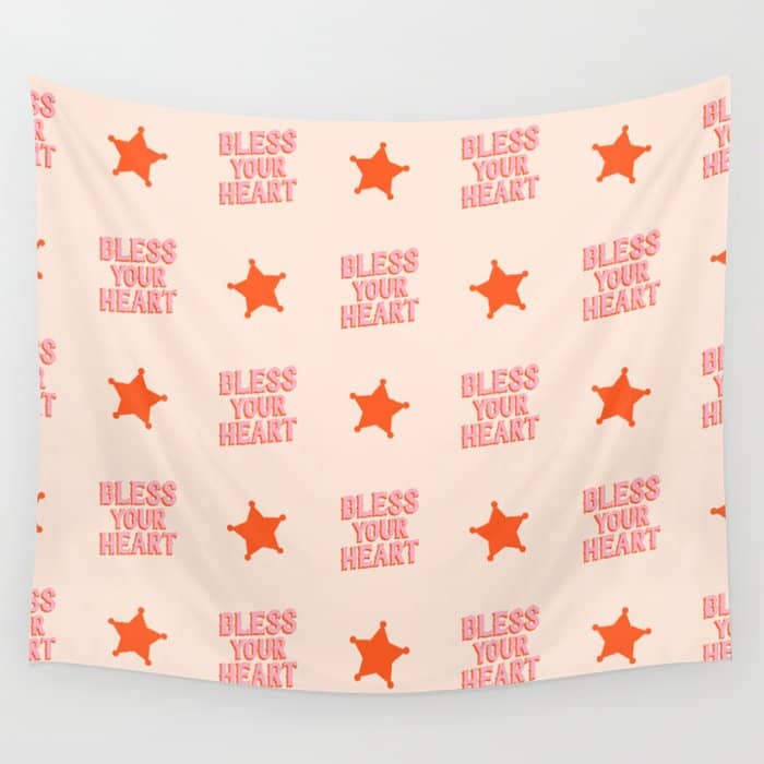 Southern Snark: Bless Your Heart (Bright Pink And Orange) Wall Tapestry