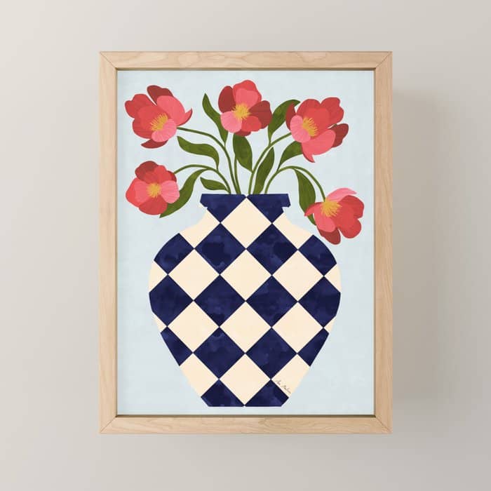 Roses And Vase With Diamonds Mini Art Print
