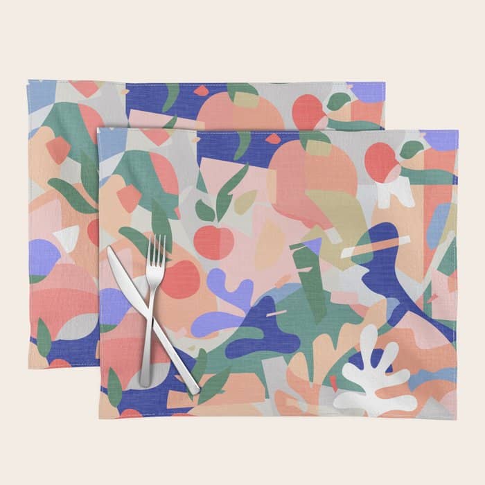 Abstract Fruits And Leaves / Modern Summer Placemat