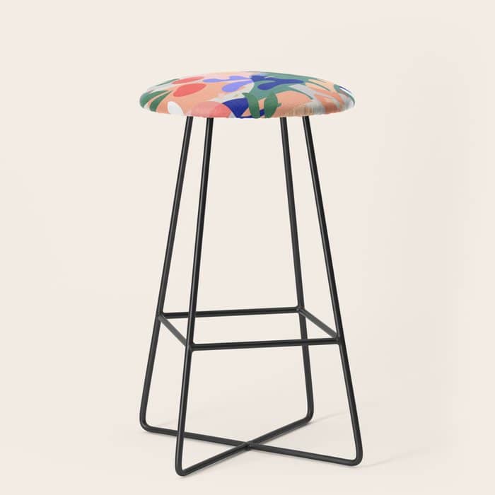 Abstract Fruits And Leaves / Modern Summer Stool