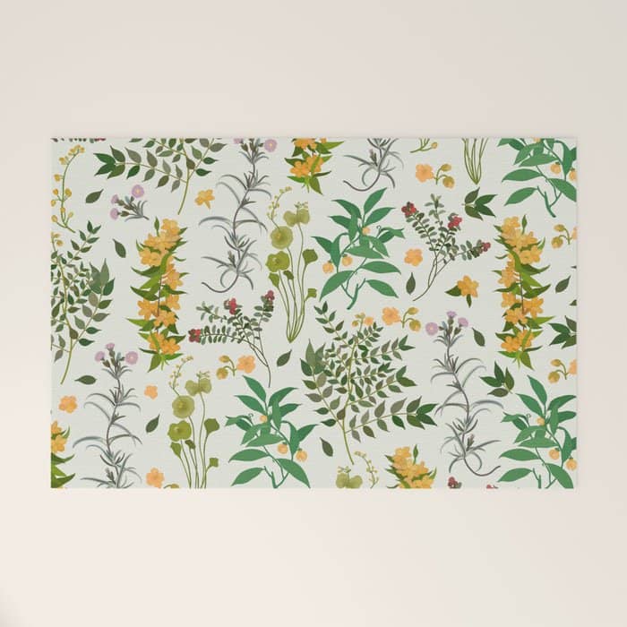 Vintage Wildflowers / Cozy Botanicals Welcome Mat