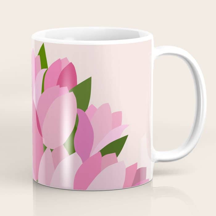Fresh Tulips - Abstract Floral Pink Preppy Flowers Coffee Mug