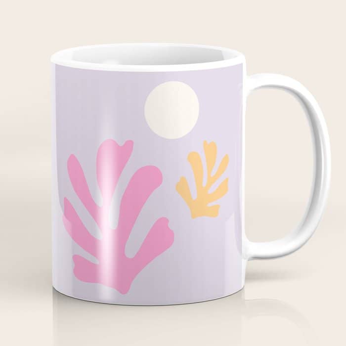 Lavender Abstract Leaves Modern Minimalistic Vintage Cut Outs Coffee Mug