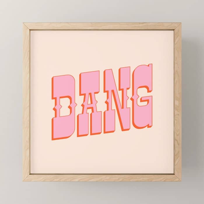 Dang - Western Style Saloon Font In Retro Mod Colors (Bright Pink And Orange) Mini Art Print