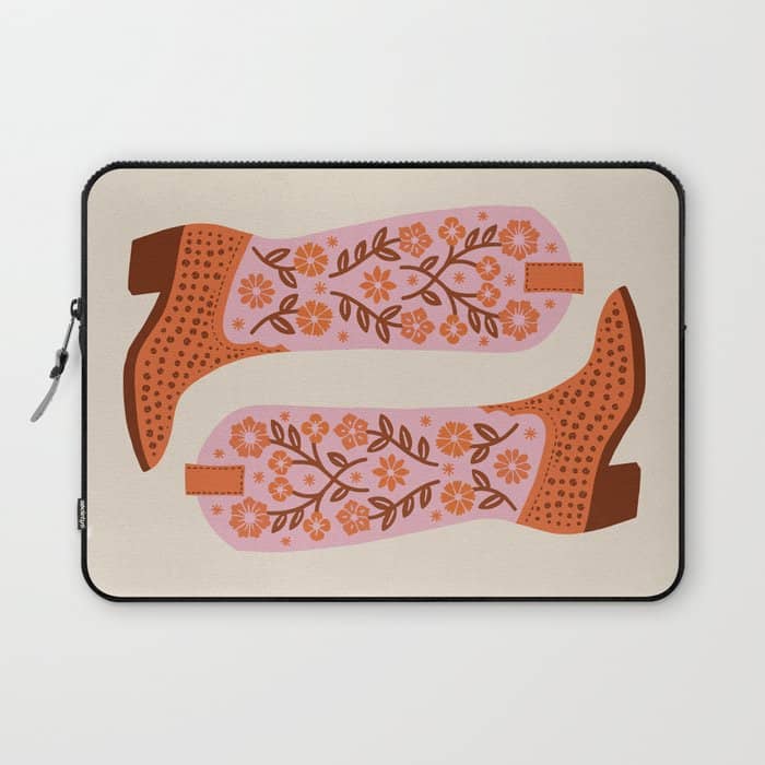 Cowgirl Boots - Pink And Orange Laptop Sleeve
