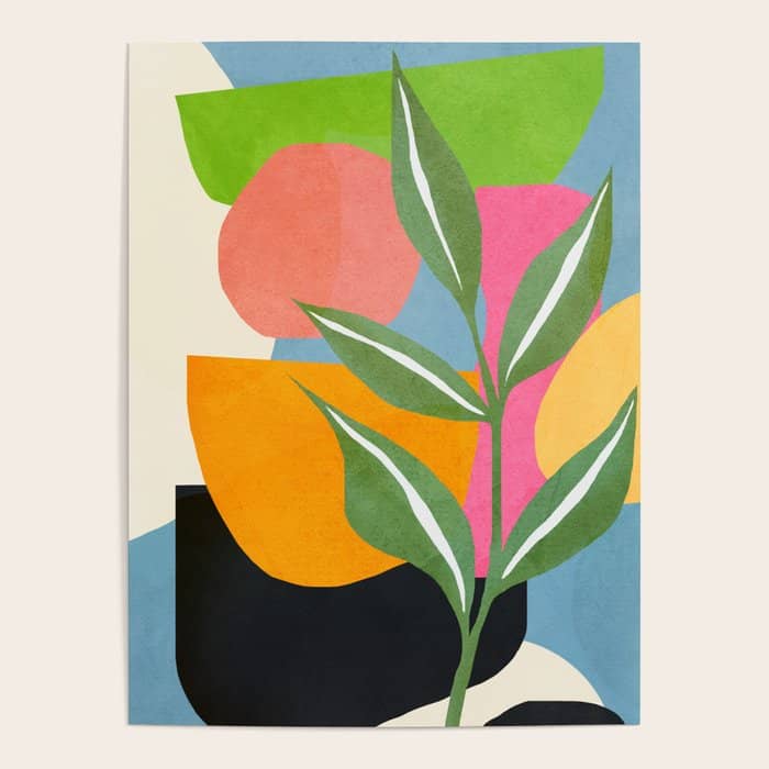 Minimal Modern Abstract Leaves 14 Poster