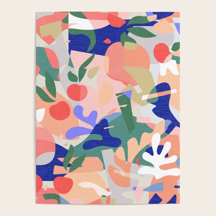 Abstract Fruits And Leaves / Modern Summer Poster