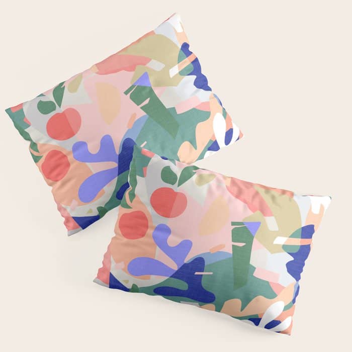 Abstract Fruits And Leaves / Modern Summer Pillow Sham