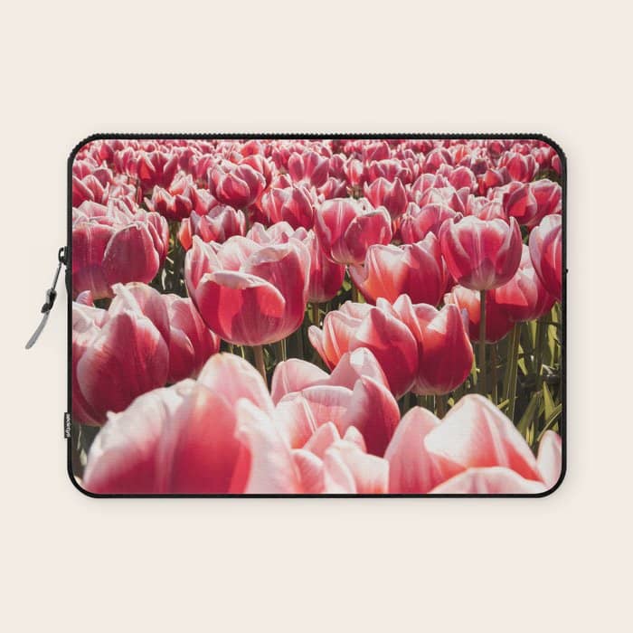 Tulip Field In Holland Floral Photo | Europe Travel Photography Red Flowers Spring Art Print Laptop Sleeve