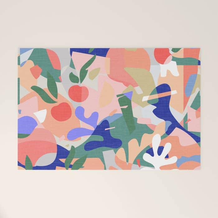 Abstract Fruits And Leaves / Modern Summer Welcome Mat