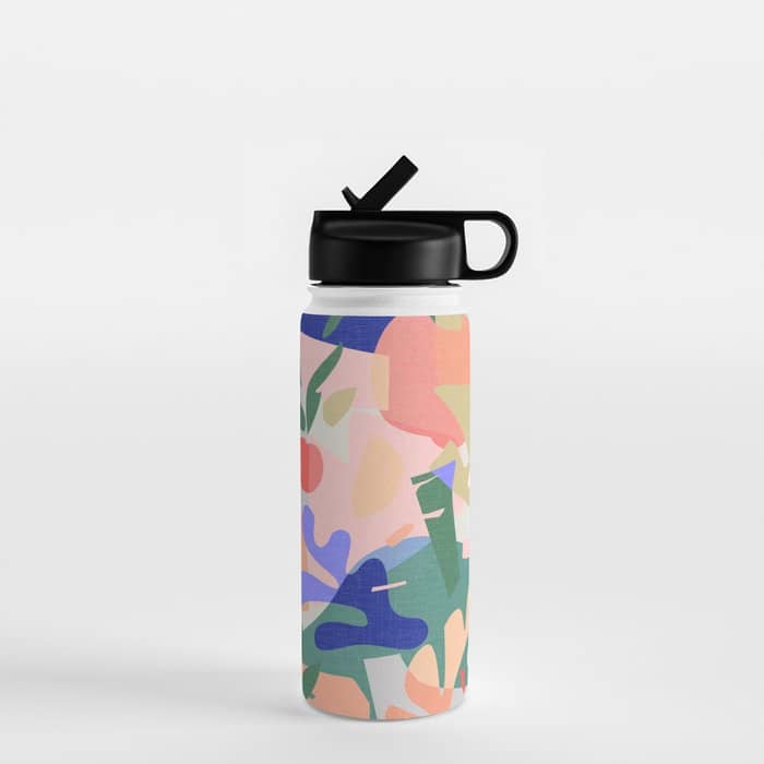 Abstract Fruits And Leaves / Modern Summer Water Bottle
