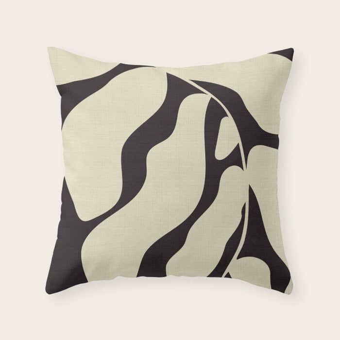 Matisse Leaf Black And Sand-White Throw Pillow
