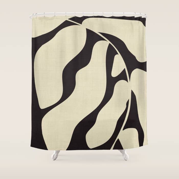 Matisse Leaf Black And Sand-White Shower Curtain