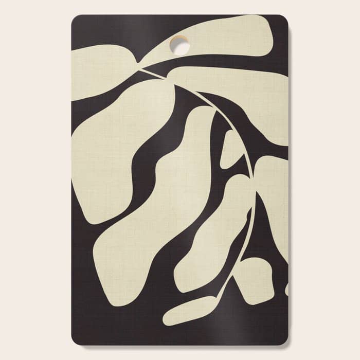 Matisse Leaf Black And Sand-White Cutting Board
