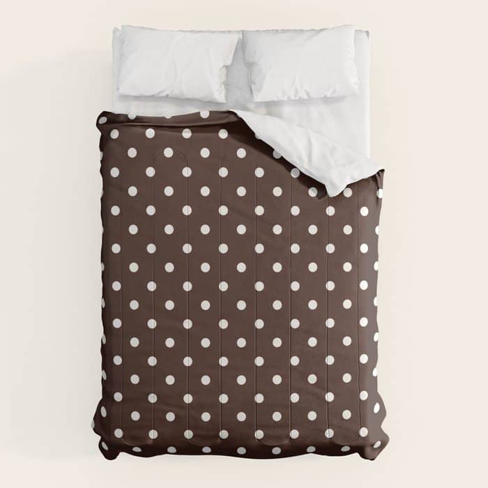 Polka Dot Brown And White Pattern Comforter