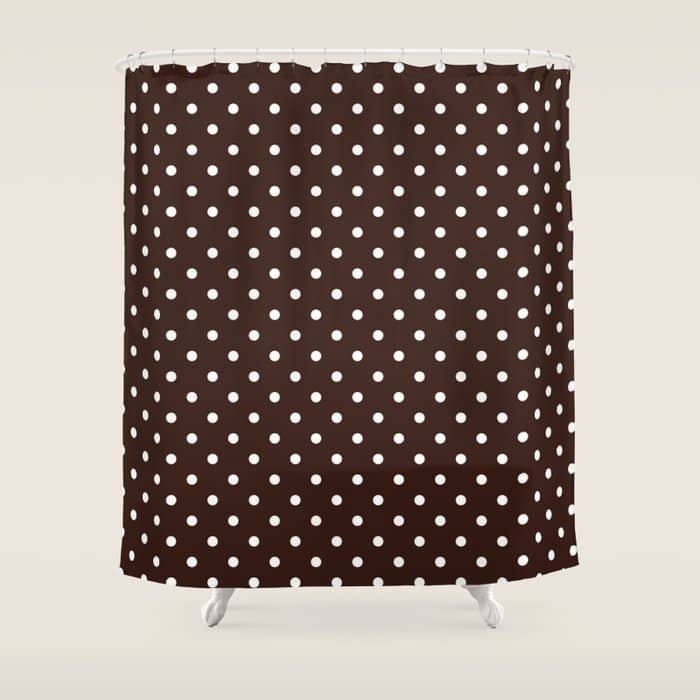 Polka Dot Brown And White Pattern Shower Curtain