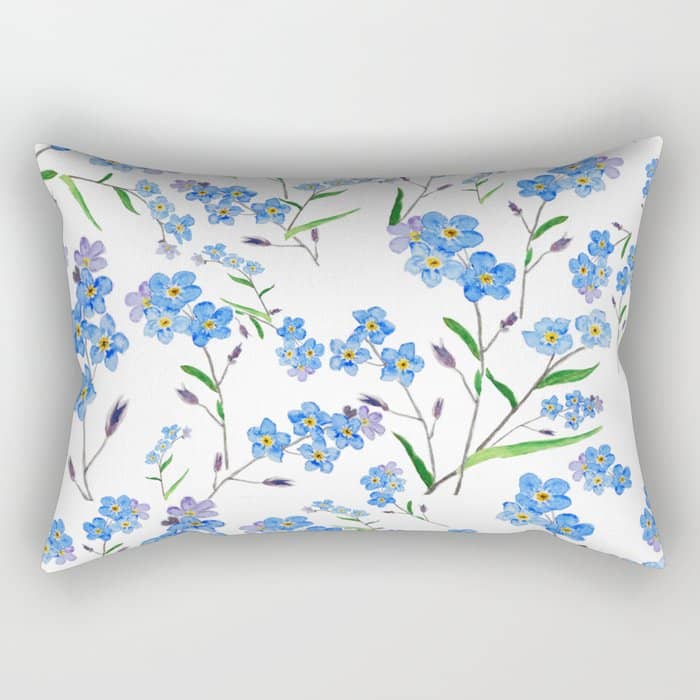 Forget Me Not Pattern Watercolor  Rectangular Pillow