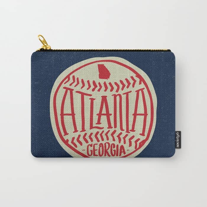 Atlanta Georgia Baseball - Hand Drawn, Script Typography Carry All Pouch