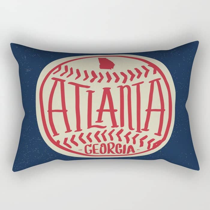 Atlanta Georgia Baseball - Hand Drawn, Script Typography Rectangular Pillow