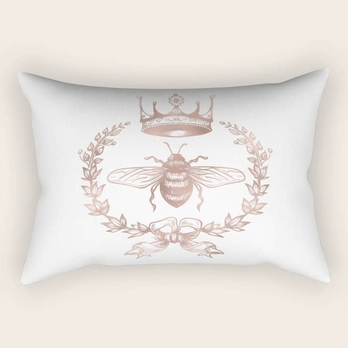 Queen Bee In Rose Gold Pink Rectangular Pillow