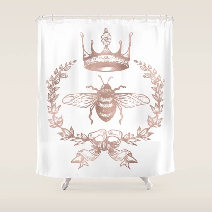 Queen Bee In Rose Gold Pink Shower Curtain