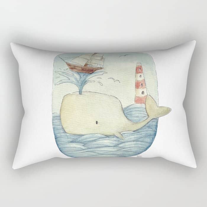 Cute Whale In The Sea Rectangular Pillow