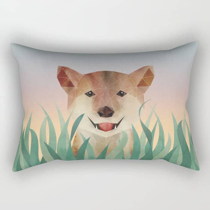 Happy Shiba In The Grass (Sunrise Dog) Rectangular Pillow