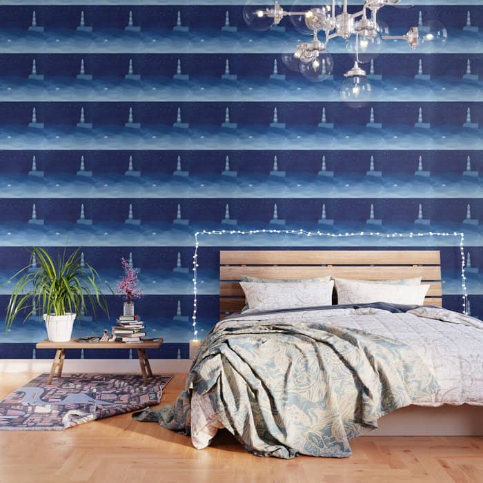 Lighthouse & The Paper Boat, Blue Ocean Wallpaper