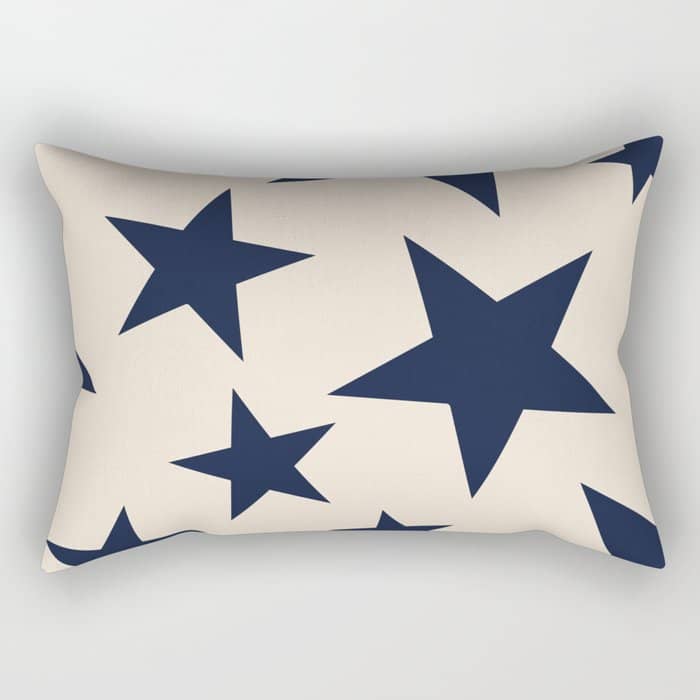Navy & Light Beige Big Ol' Stars Rectangular Pillow