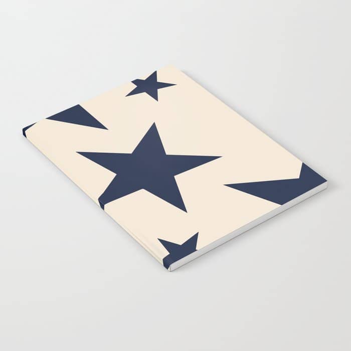 Navy & Light Beige Big Ol' Stars Notebook