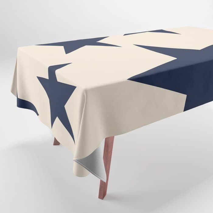 Navy & Light Beige Big Ol' Stars Tablecloth