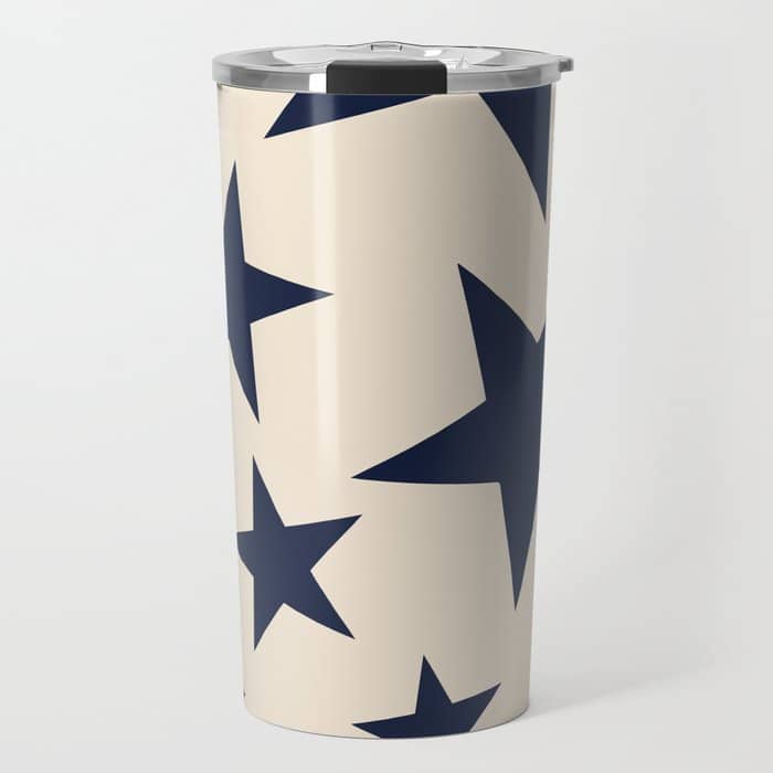 Navy & Light Beige Big Ol' Stars Travel Mug
