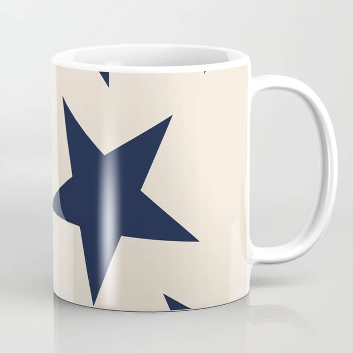 Navy & Light Beige Big Ol' Stars Coffee Mug