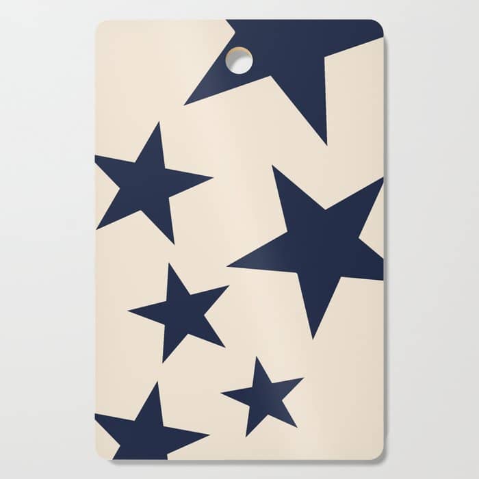 Navy & Light Beige Big Ol' Stars Cutting Board