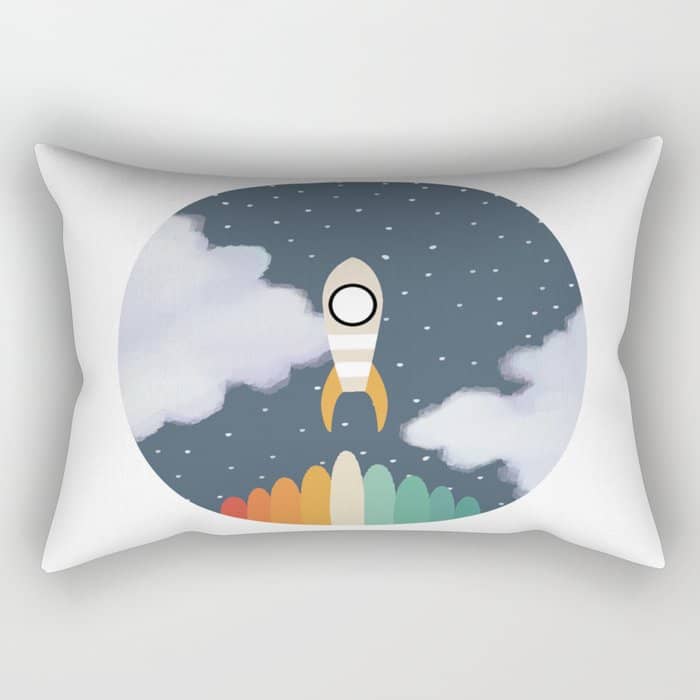 Space Rocket Print, Galaxy Outer Space Pattern Rectangular Pillow